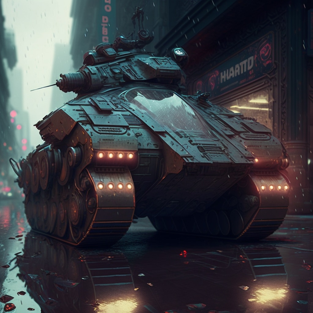 futuristic cyberpunk tank, intricate detail