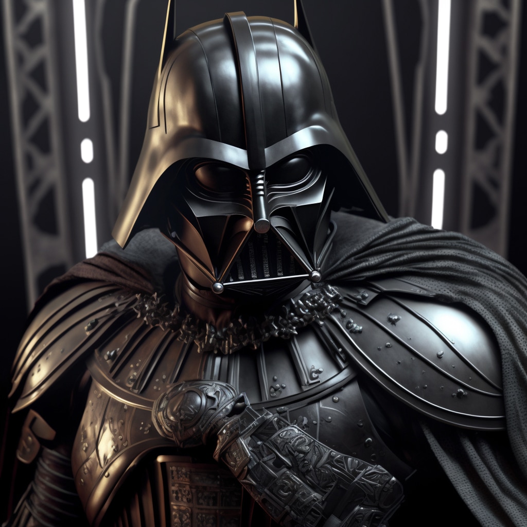 darth vader batman, plate armor, gothic medieval
